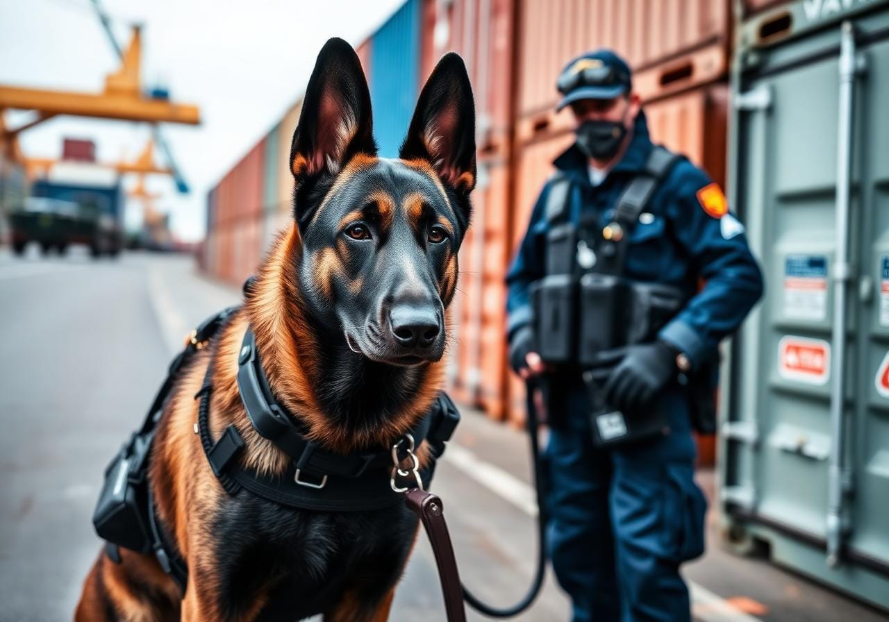 K-9 detection team working on port security operations